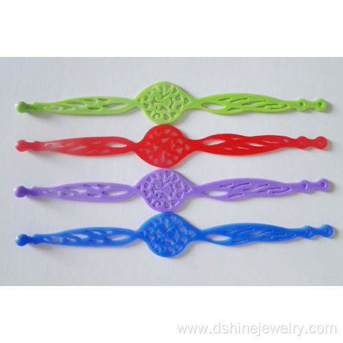 Hollow Silicone Hand Band Colorful Patterns Rubber Bracelet